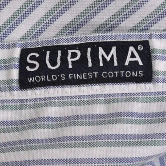 Land's End Dress Shirt Supima No  Iron Oxford Button Down Pinstripe Size 16-36 - Picture 7 of 10